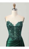 Dark Green Side Draped Bodycon Corset Short Prom Dresses KSP681