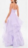 Lilac One Shoulder Keyhole Layered Tulle Prom Dress KSP677