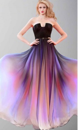 Beautiful Sunset Long Ombre Cape Prom Dresses KSP421