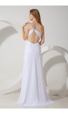 One Shoulder Slit Long White Prom Dresses