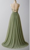 Sage green pleated chiffon maxi bridesmaid dress front view