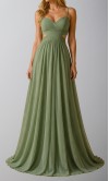 Sage Green Olive Chiffon A-Line Bridesmaid Dress with Cutout Waist & Criss-Cross Back HPPB704