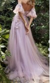Floral Sweetheart Sheer Corset Tulle Ball Gown with Removable Sleeves KSP697