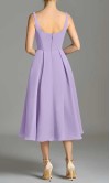 Lavender Scoop Neck Chiffon Midi Bridesmaid Dress with Pockets KSP702