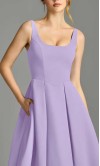 Lavender Scoop Neck Chiffon Midi Bridesmaid Dress with Pockets KSP702