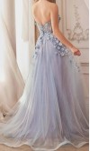 Floral Sweetheart Sheer Corset Tulle Ball Gown with Removable Sleeves KSP697