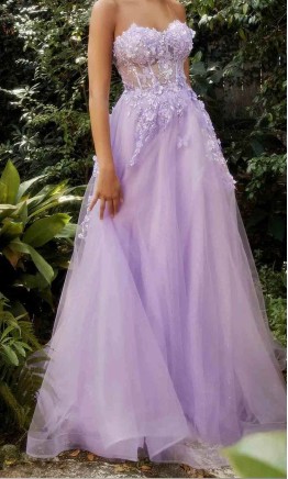 Floral Sweetheart Sheer Corset Tulle Ball Gown with Removable Sleeves KSP697
