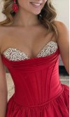 Princess Red Prom Gown Sweetheart Neckline Corset Bodice KSP682