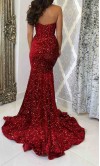 Sequined Red Bustier Mermaid Prom Dress UK Sweetheart KSP689