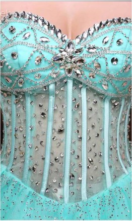Royal Sweetheart Bodice Long Mint Sweet 16 Dress KSP397