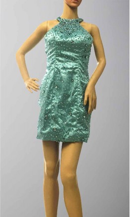 Sapphire Halter Mini Sheath Prom Dance Dresses KSP438