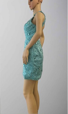 Sapphire Halter Mini Sheath Prom Dance Dresses KSP438