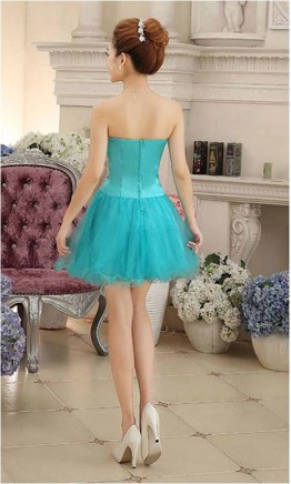Turquoise Empire Waisted Short Prom Dresses KSP461