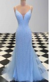 Glitter Blue Tight Evening Prom Dresses with Fishtails KSP498