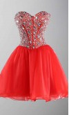 Rhinestone Sweetheart Bodice Short Red Prom Dresses UK KSP403