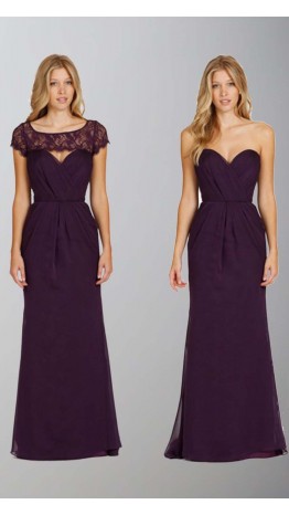 Removable Vest Long Purple Trumpet Bridesmaid Dress KSP405