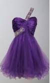 Purple Sequin One Shoulder Short Graduation Dresses KSP406