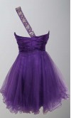 Purple Sequin One Shoulder Short Graduation Dresses KSP406