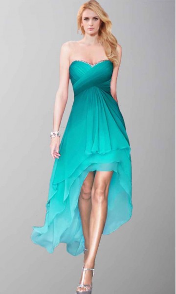 Pretty Sweetheart Ombre High Low Prom Party Dresses KSP412