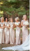 Sequine Cap Sleeves Long Sheath Bridesmaid Dress KSP476