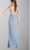 Flowy Grey Frilled V-neck Long Straps Bridesmaid Dress KSP480