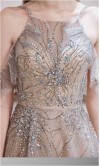 Embellished Halter Straps Long Prom Dresses With Sleeves KSP594
