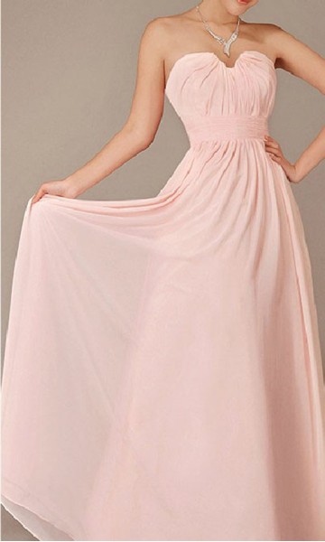 A-line Sweetheart Neck Chiffon Long Prom Gown KSP007