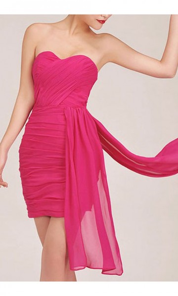 American Beauty Sheath Pleated Chiffon Party Dresses KSP009