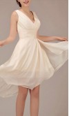 Champagne V-neck Rrregular High Low Short Prom Dresses KSP012