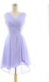 Champagne V-neck Rrregular High Low Short Prom Dresses KSP012