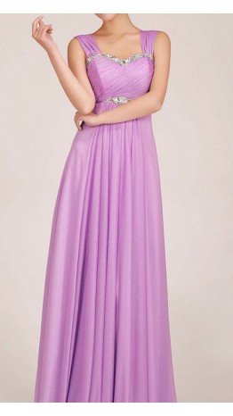 A-line Beaded Empire Shoulder-straps Long Prom Dresses KSP026