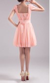 Scoop Neck Cap Sleeves Pink Chiffon Prom Dress KSP039