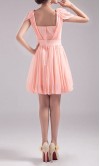 Scoop Neck Cap Sleeves Pink Chiffon Prom Dress KSP039