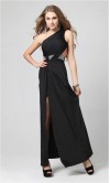 Agreeable Black One Shoulder Split Formal Dresses KSP049