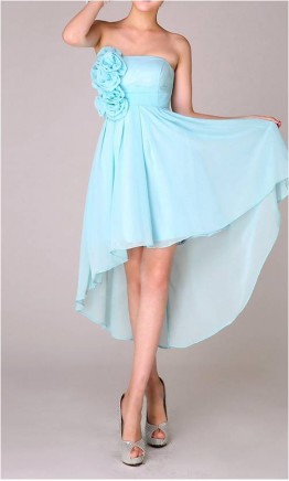 Attractive Strapless High Low Teal Bridesmaid Dresses KSP074