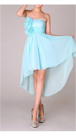 Attractive Strapless High Low Teal Bridesmaid Dresses KSP074