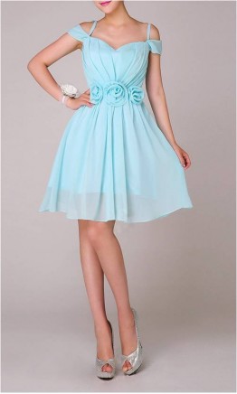 Baby Blue Goddess Off The Shoulder Sleeves Prom Dress KSP075