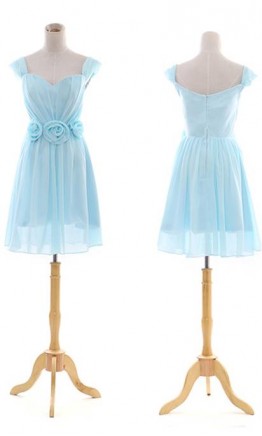 Baby Blue Goddess Off The Shoulder Sleeves Prom Dress KSP075