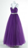 V-Neck Long Tulle Sequin Prom Dress KSP109