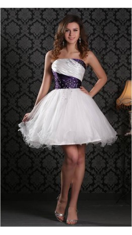 Nifty Strapless Glitter Tulle Short Homecoming Dress KSP120