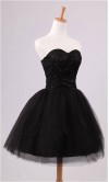 Little Black Tulle Strapless Party Dress Lace Up Back KSP121