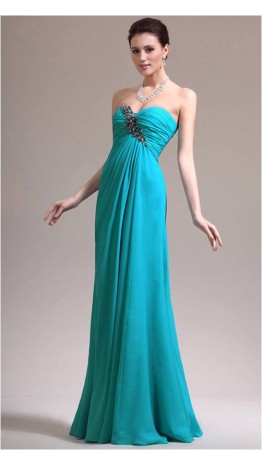 Long Chiffon Sweetheart Strapless Prom Dress KSP137