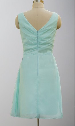 Pretty Mint V-neck Ruffled Short Bridesmaid Dresses KSP138