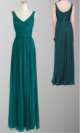 Long Chiffon Rich Peacock Bridesmaid Dresses KSP177