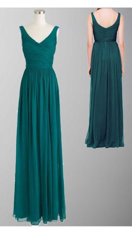 Long Chiffon Rich Peacock Bridesmaid Dresses KSP177