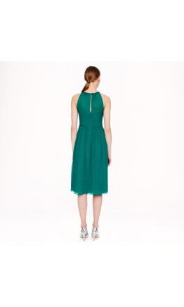 Peacock Sleek Illusion Neckline Short Bridesmaid Dress KSP178
