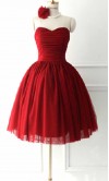 Cute Red Sweetheart Short Tulle Graduation Dresses KSP237