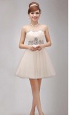 Charming Rhinestone Strapless Short Beige Party Dress KSP240