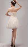 Rhinestone Strapless Short Beige Prom Party Dress