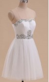 Rhinestone Strapless Short Beige Prom Party Dress